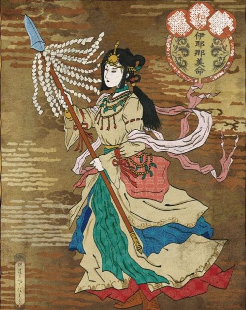 La déesse Izanami, d'après une vue d'artiste sur estampe